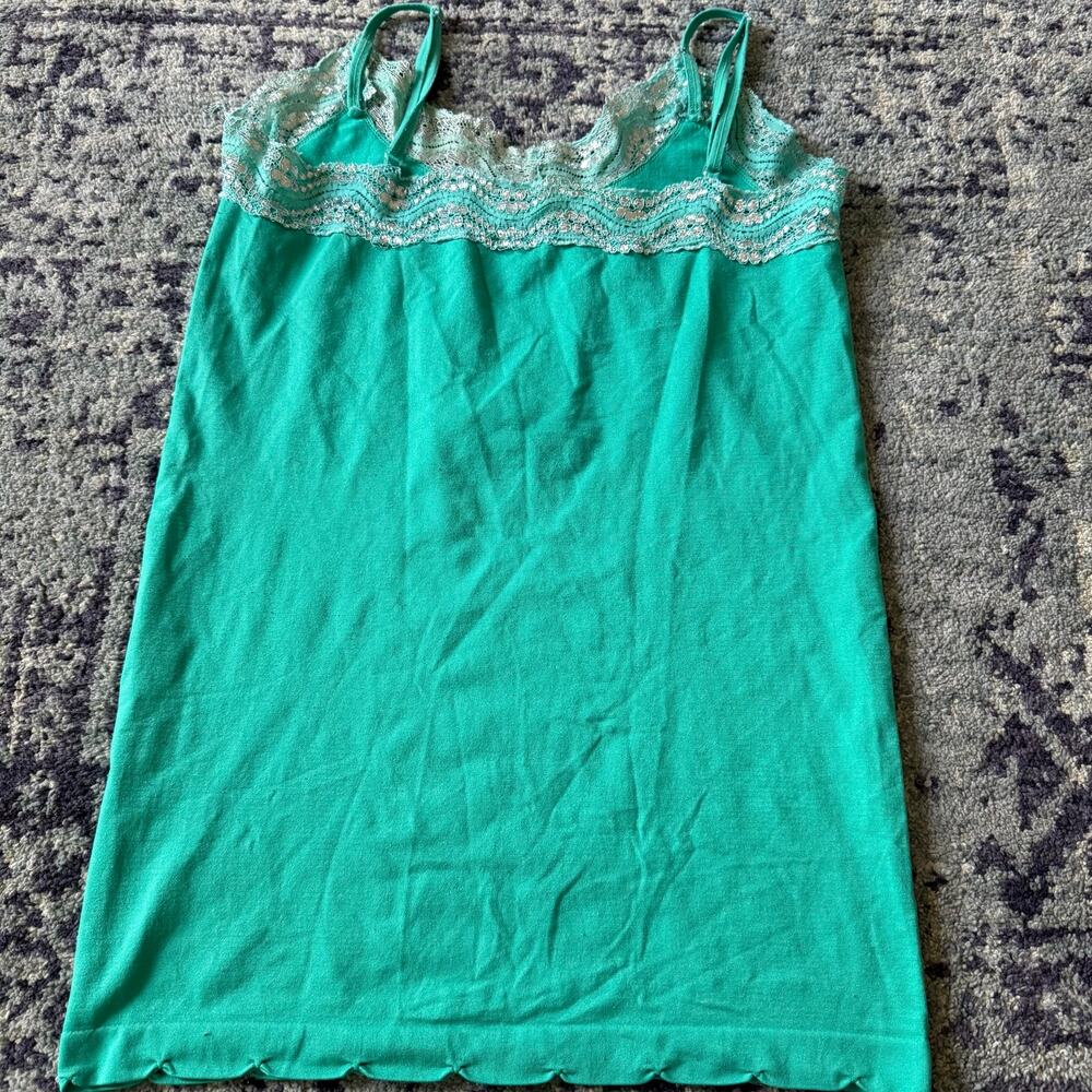 Y2K Rave Summer Metallic Lace Kelly Green Cami Streetwear Tank Top Casual Girly - Picture 5 of 6